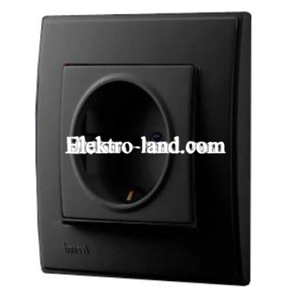 Розетка с заземлением Lezard Lesya, антрацит (705-4242-122)